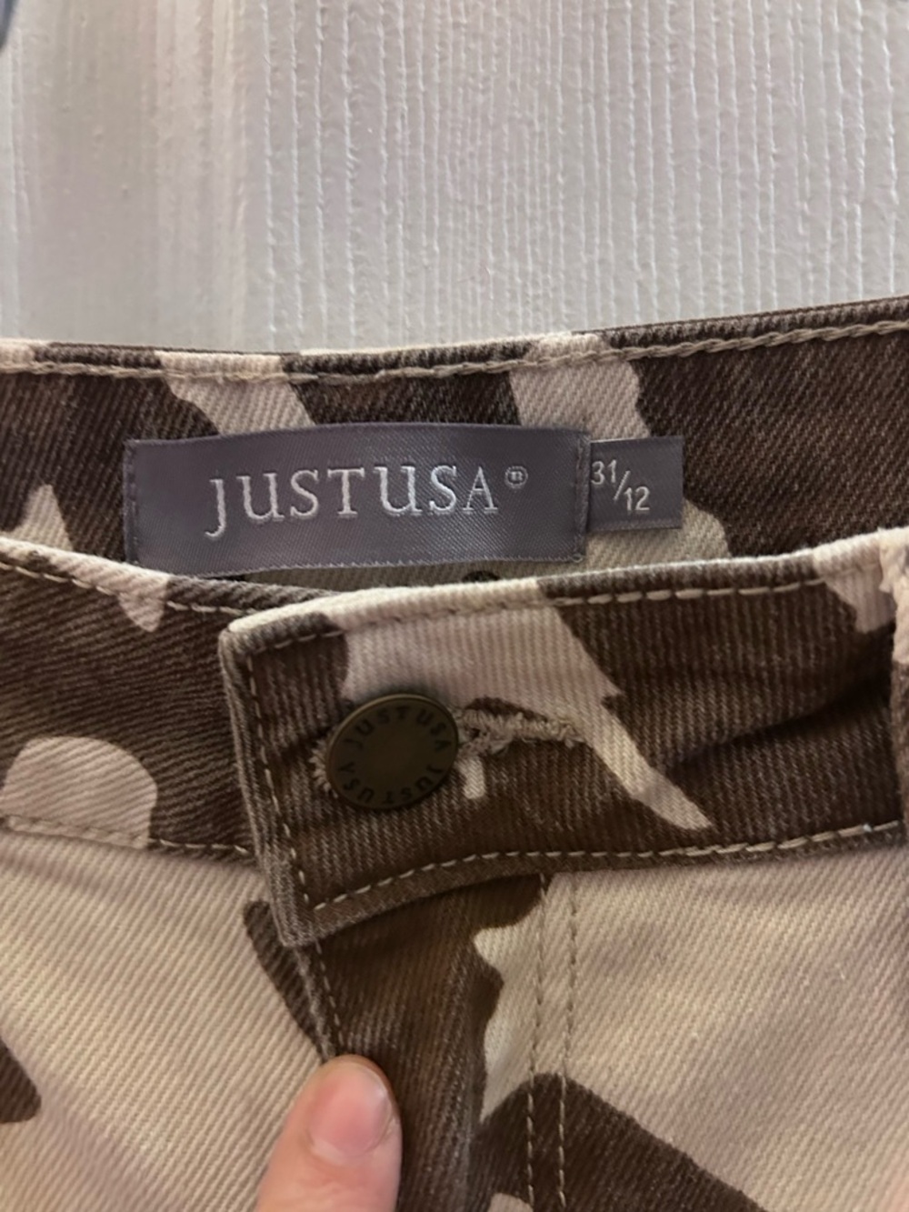 Just USA / Stitch Fix Cow Print Wide-Leg Jeans - Brown/White EUC - Picture 2 of 3